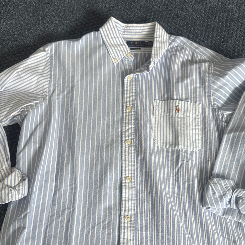 Polo by Ralph Lauren Light Blue and White Striped Shirt